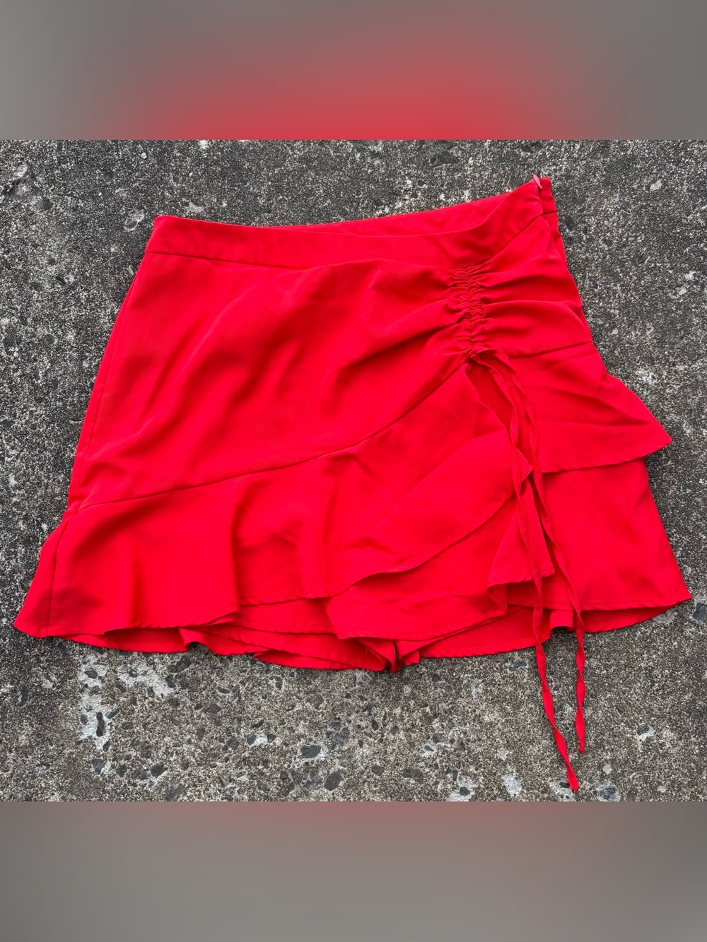 American Threads Red Ruffled Wrap Skirt